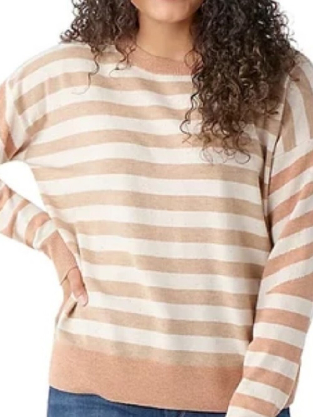 SMARTWOOL Edgewood Boyfriend Sweater Small Wool Blend Crewneck Almond Donegal